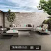 Sofá exterior de mimbre estilo nórdico, adecuado para patios, balcones, áreas de ocio al aire libre, terrazas, salas de estar y invernaderos; un juego de muebles de diseñador