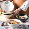 Bol de Ramen Japonés Bol Sombrero de Bambú Cerámica Hogareño Vajilla Grande Bol para Sopa de Fideos Bol para Fideos Caracol Bol para Fideos Instantáneos Horno de Microondas