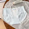 Ropa interior de algodón puro antibacteriana para niñas dulces de 10A con entrepierna extendida, ribete de encaje transpirable, bonitos panties triangulares de cintura media para adolescentes