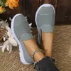 Zapatos Casuales Planos de Malla Transpirable para Mujer, Color Sólido, Zapatos de Punto Flyknit, Modelo 2025, Talla Grande, Zapatos de Mujer Transfronterizos AliExpress