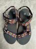 Sandalias de talla grande transfronterizas para mujer 2024 verano nuevas sandalias de suela gruesa combinación de colores velcro viento étnico europeo y americano playa mujer