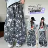 Pantalones de Hoz con Estampado de Estrellas para Niñas 2026 Nueva Moda Sueltos de Pierna Ancha Casual de Cinco Puntas Estilo Fresco de Moda