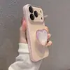 El soporte de vidrio con forma de corazón ins se transforma instantáneamente en una funda de teléfono adecuada para iPhone 17 Pro Max, cubriendo completamente 16 Pro, 15/14