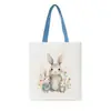 Estampado Animal Acuarela Mujeres Hombres Zorro de Dibujos Animados Informal Gran Capacidad Bolsa de Compras para Adolescentes Bolso Tote de Lona