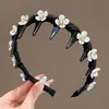 Diadema de corona alta estilo coreano, diadema de borde ancho, diadema para lavarse la cara con dientes, accesorio para el cabello de tela a cuadros de alta gama