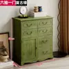 Armário de Madeira Maciça Estilo Country Americano, Gabinete Simples Moderno para Sala de Estar, Armário de Armazenamento Retrô de Múltiplas Camadas, Gabinete Lateral para Quarto, Completo