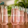 Fábrica de Origem 9oz Pet Transparente Sem Cabo Plástico Taça de Champanhe Reutilizável Longa Suprimentos de Festa Luxo Acessível Copo