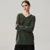 Suéter de Punto Grueso de Cachemir para Mujer, Otoño/Invierno, Cuello en V, Longitud Media, Holgado, Adelgazante, Prenda Base