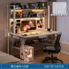 Mesa de computadora con tablero perforado para el hogar, escritorio sencillo, mesa con estantería integrada, mesa de estudio para secundaria, escritorio para dormitorio pequeño
