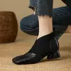 2026 nuevas botas Chelsea de moda para mujer, con tacón grueso, banda elástica, cómodas, puntera cuadrada, estilo francés, botines cortos, estilizan