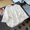 Garantia de Qualidade Seda Pura Redutora de Idade Nova Blusa Feminina para Meia-Idade Estilo Étnico Chinês Outono Bordado Jacquard Fechamento Diagonal Manga Média Melhorada