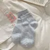 Meias de Algodão com Renda Vazada Estilo Coreano para Mulheres, Verão Finas Respiráveis Absorventes de Suor Fofas Meninas Meias Curtas de Tornozelo Bufantes