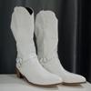 Comércio Exterior Transfronteiriço 2026 Inverno Novo Salto Médio Tamanho Grande 40-43 Estampa de Vaca Botas de Cano Médio para Mulheres Botas da Moda