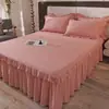 Falda de Cama de Algodón Puro de Verano Cubrecama de una Pieza Todo Algodón Protector de Colchón a Prueba de Polvo 1.5m 1.8m Sábana Antideslizante Juego de Cama