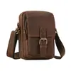 Nova Bolsa Transversal Masculina de Comércio Exterior, Bolsa de Ombro Vertical de Couro Genuíno de Camada Superior com Aba e Fivela, Bolsa Masculina Vintage