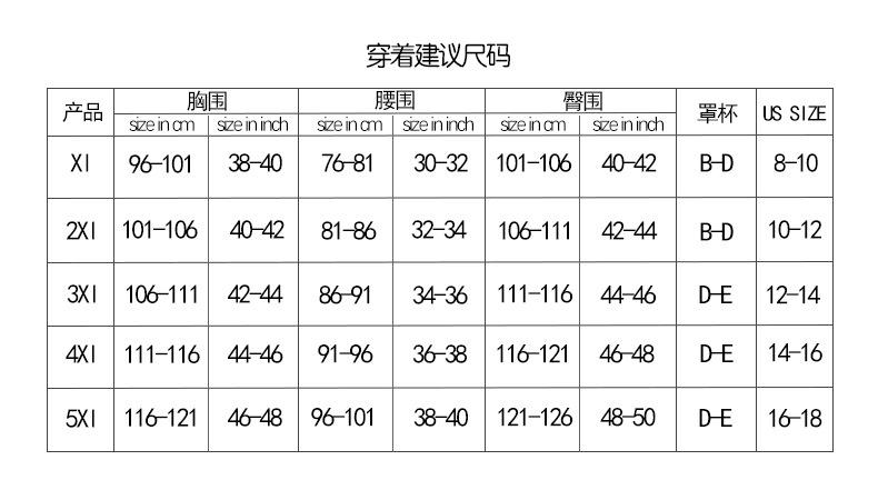 大码尺码表图片