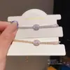 Pulseira Oval Deslizante Estilo Coreano e Japonês com Diamantes, Delicada e Versátil para o Dia a Dia, Joia Fashion de Luxo Leve de Alta Qualidade para Mulheres