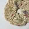 Scrunchie Xadrez Delicado com Renda e Design de Bolinhas Coloridas, Elástico de Cabelo Super Delicado para Meninas, Corda Elegante para Rabo de Cavalo
