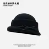 Uma herdeira nascida no exterior! Chapéu de lã luxuoso estilo francês retrô para mulheres, outono e inverno, com laço, chapéu de pescador, cartola e chapéu bucket