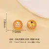Plata de Ley 925 Chapada en Oro Microincrustada Circonita Diamante Bola Cuentas Redondas Completamente Diamantadas Lu Lu Tong Espaciador para Pulsera DIY Accesorios de Joyería