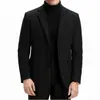 Blazer Corto de Lana para Hombre, Chaqueta de Dos Botones Individual para Otoño e Invierno, Traje de Lana de Corte Ajustado Casual de Negocios