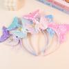 Accesorios para el cabello transfronterizos, diadema de sirena arcoíris, accesorios para el cabello de fiesta infantil europeos y americanos, flores de hilo de red de princesa sirena