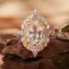 Anel de Prata Esterlina S925 Banhado a Ouro 18K Cor Natural Tesouro Grande Quilate Anel para Dedo Indicador Acessível Luxo Alto Padrão Joia de Energia Atacado