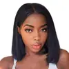 AliExpress Peluca de Comercio Exterior Cabello Negro Corto Lacio Europeo y Americano Mediana Corta Bobo Seda de Alta Temperatura Encaje Frontal Gorro de Cabeza en stock