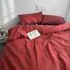 Conjunto de Quatro Peças de Algodão Lavado Liso Simples Escandinavo 1.8 Algodão Puro Lençol de Cama Xadrez Color Block Conjunto de Três Peças para Estudante