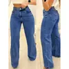 Ropa de Tallas Grandes de Alta Calidad Transfronteriza Amazon/Aliexpress Jeans de Pierna Ancha Más Vendidos para Mujer Moda Europea y Americana para Mujer de Comercio Exterior