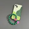 Pulsera Clip Corazón de Caramelo Universal con Cuentas Lanyard para Teléfono Cadena para la Muñeca Separador Colgante DIY Nuevo de Moda