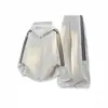 Conjunto de sudadera y pantalón de chándal a rayas de estilo americano moderno para primavera y otoño, conjunto deportivo casual holgado para hombre que adelgaza, talla grande