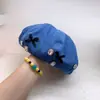 Sombrero de Cabeza Grande Tendencia Lazo Pedrería Boina de Mezclilla para Mujer Primavera y Verano Estilo Coreano Cara Descubierta Pequeño Beilei Sombrero de Pintor