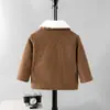 Chaqueta infantil de pana con forro polar, chaqueta de otoño e invierno con solapa de lana de cordero, ropa infantil unisex retro de pana engrosada