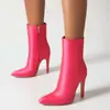 Botas de cuero de punta baja para otoño e invierno, transfronterizas, con suela de goma, antideslizantes, cremallera lateral, tacón alto para mujer, versátiles botas Martin de comercio exterior