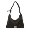 Bolsa de Lona com Bolinhas Estilo Coreano para Mulheres 2026 Nova Bolsa Tote de Grande Capacidade Estilo Universitário para o Dia a Dia Bolsa de Ombro Versátil Casual