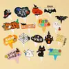 Decoración de pastel de Halloween pegamento suave adornos lindos de fantasma calabaza Feliz Halloween telaraña tarjeta enchufe