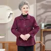 Chaqueta con Solapa Estampada de Abuela para Mujer, Ropa para Madres de Mediana Edad y Mayores, Top Elegante Estilo Chino Ropa para Mujer Manga Larga Primavera y Otoño Talla Grande