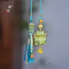 Borla de Nudo de Loto Tejida a Mano con Brocado de Canción Tradicional, Elegante Diseño de Gato, Adorno Colgante para Coche y Bolsa Estilo Chino