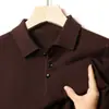 Suéter de malha fino casual de cor sólida para outono masculino de comércio exterior transfronteiriço, para meia-idade, com gola dobrável e mangas compridas