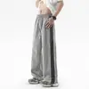 Pantalones de seda helada de verano transfronterizos, pantalones deportivos rectos holgados finos y de secado rápido para hombre, pantalones casuales a rayas de estilo americano de moda