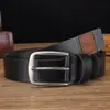 Cinto de Couro Casual Simples Popular para Homens com Injeção de Resina Moda Versátil Fivela de Pino Cinto Largo