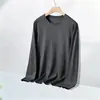 [Esencial de Otoño] Camiseta de Manga Larga con Cuello Redondo, Color Sólido Versátil de Corte Holgado para Hombre, Top Informal de Marca de Moda para Otoño