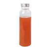 Botella de Vidrio Redonda Personalizada de Gama Alta para Bebidas de 350 ml, Botella de Vidrio para Bebidas de Grado Alimenticio Sin Plomo, Botella para Té con Tapa de Aluminio