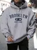 Brooklyn Est 1998 Nueva York Impresión Sudaderas con Capucha para Hombre Harajuku Cre