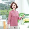 Tejido de punto para primavera y verano para mujeres de mediana edad y mayores, cuello cheongsam retro con costuras, manga siete cuartos, ropa de madre delgada, top para el Día de la Madre