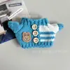 Ropa de bebé con botones de punto 17 cm primera, segunda y tercera generación Labubu accesorios para fiesta de sentarse, muñeco de peluche de perro