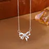 Collar de Lazada de Plata Pura 999 para Mujer, Lujo Ligero, Gama Alta, Dulce, Moda de Nicho, Cadena para Clavícula Estilo Ins, Joyería Xiaohongshu