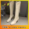 Tacones Altos Delgados Estilo Británico, Tacones Gruesos Versátiles, Botas No Más Arriba de la Rodilla, Botas Altas, Botas de Caballero para Mujer, Nuevo Estilo Otoño e Invierno 2025