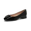 Waiwai Girl 9258-10 Hebilla Cuadrada Clásica Tacón Grueso Estilo Suave Punta Cuadrada Elegante Elegante Zapatos Planos Color Nude para Mujer Verano